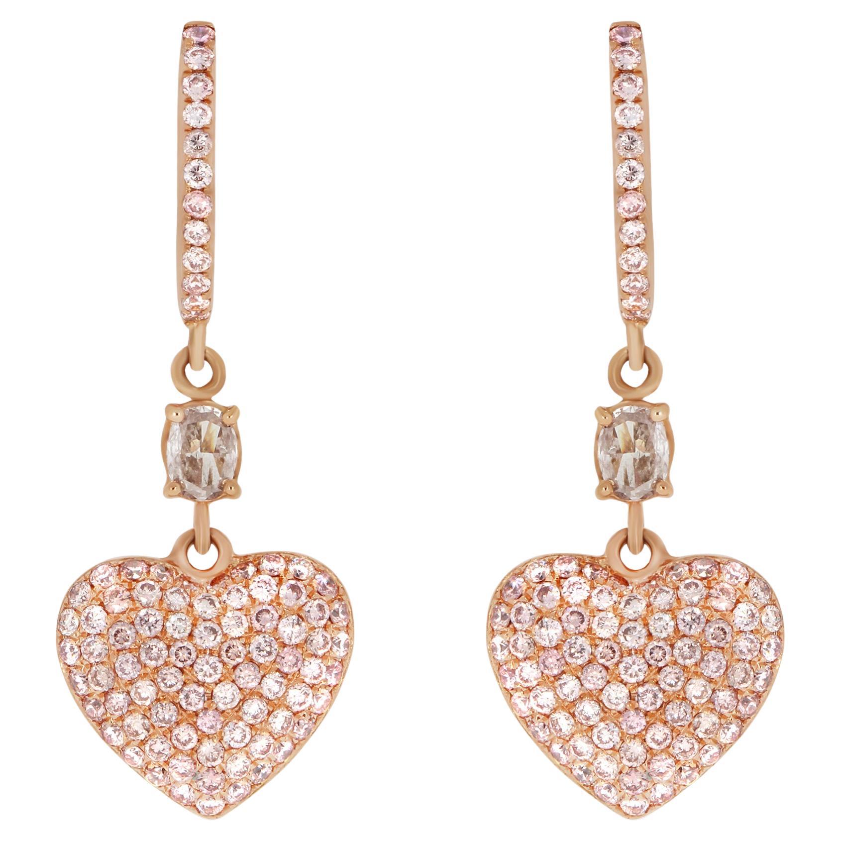Orecchini a cuore con diamante Pink Diamond