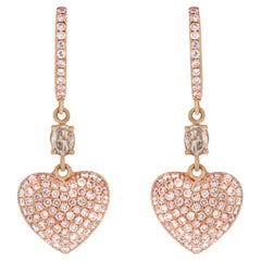 Boucles d'oreilles cœur en diamant rose fantaisie