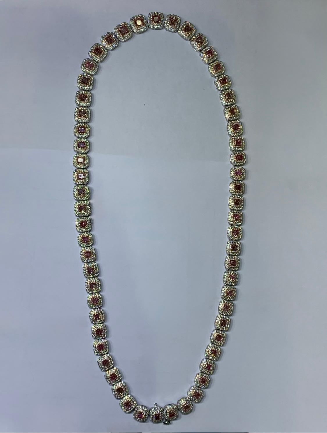 Collana con diamanti Pink Diamond in oro bianco 18 ct. in vendita 1