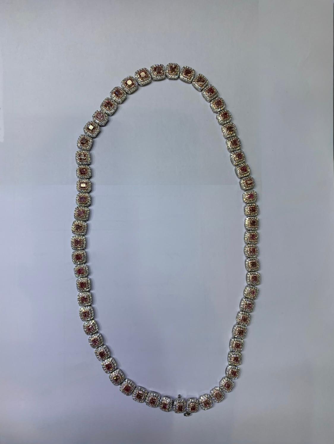 Collana con diamanti Pink Diamond in oro bianco 18 ct. in vendita 2