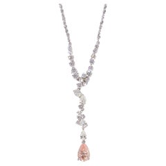 Fancy pink diamond necklace pear-cut with natural diamonds