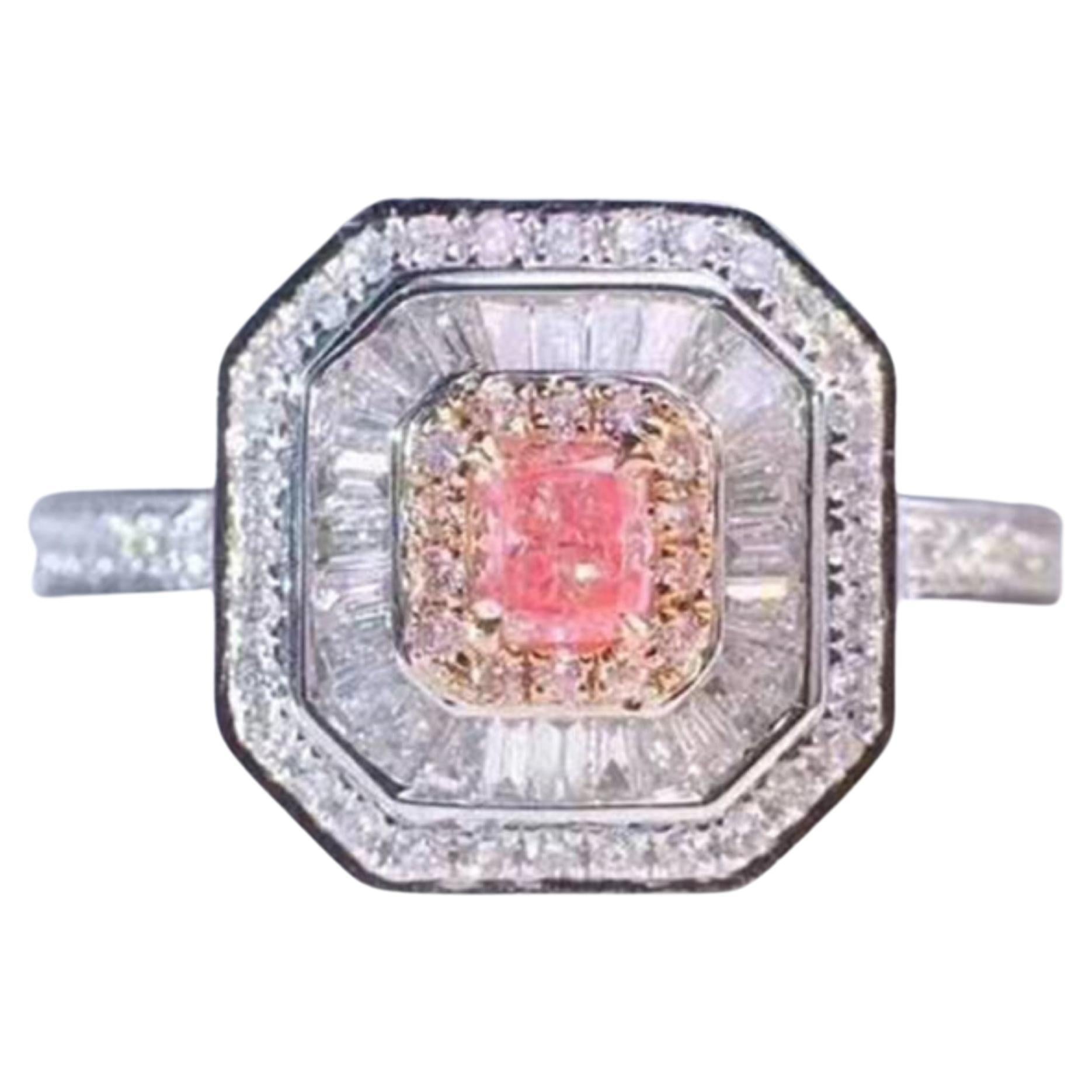Fancy Pink Diamond Ring 18 Karat White Gold