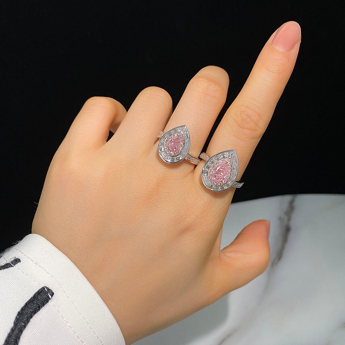 Pear Cut 2.31 Carat Fancy Pink Diamond Ring 18 Karat White Gold GIA Certified For Sale