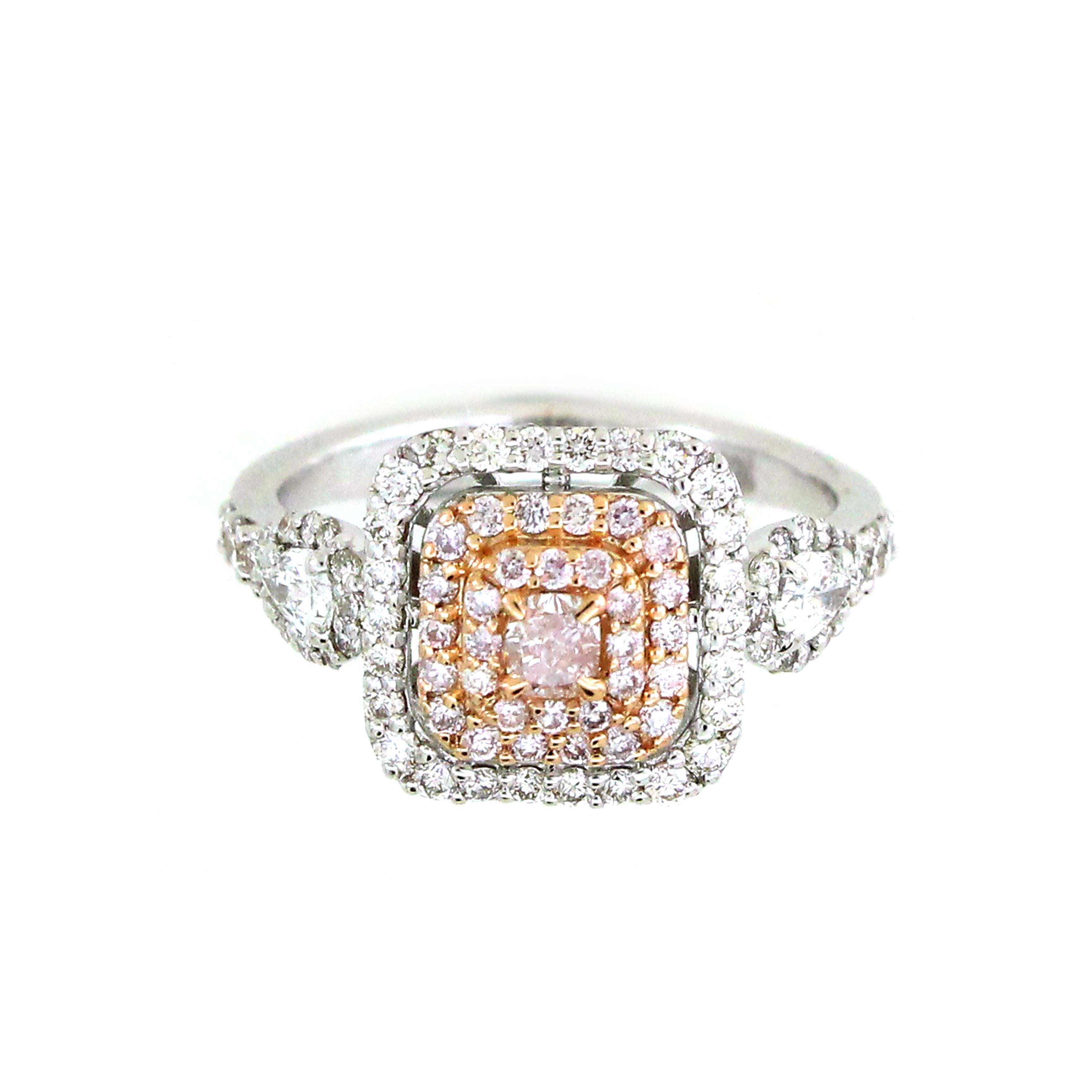 Square Cut Fancy Pink Diamond Ring For Sale