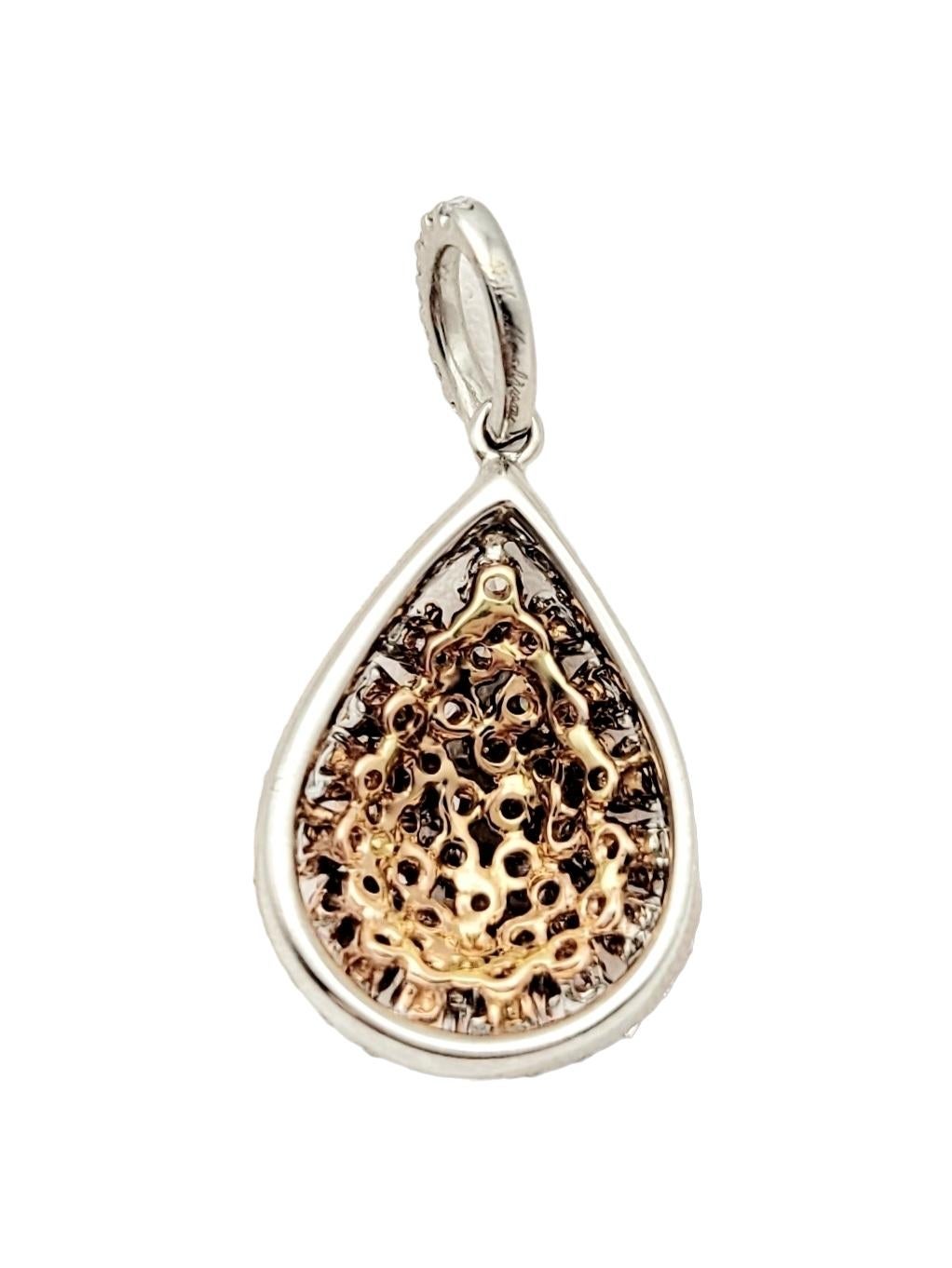Fancy Pink Diamond Teardrop Pendant with Halo in 18 Karat Rose and White Gold In Good Condition For Sale In Scottsdale, AZ