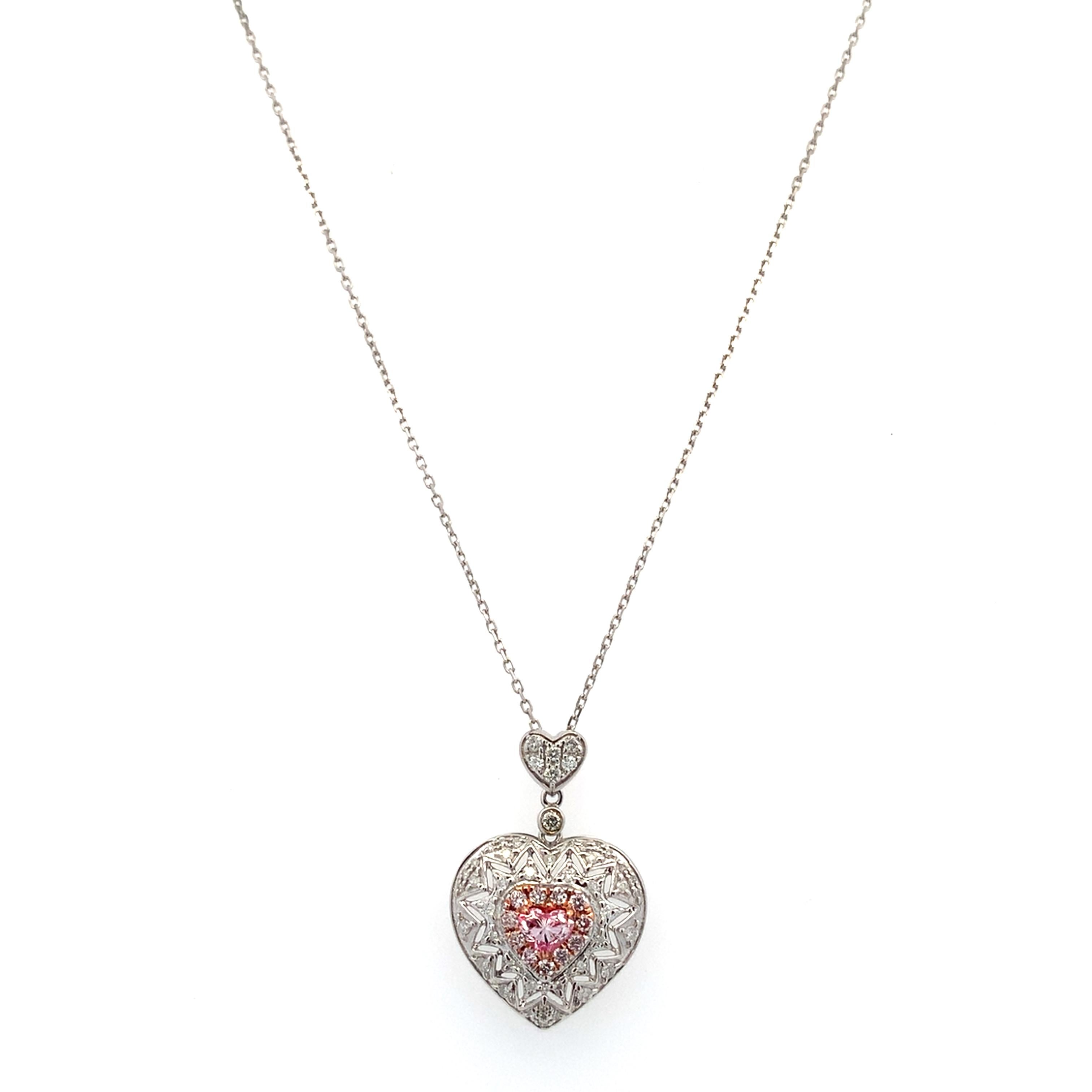 Fancy pink heart shaped diamond jewellery set 18k white gold in vendita 5