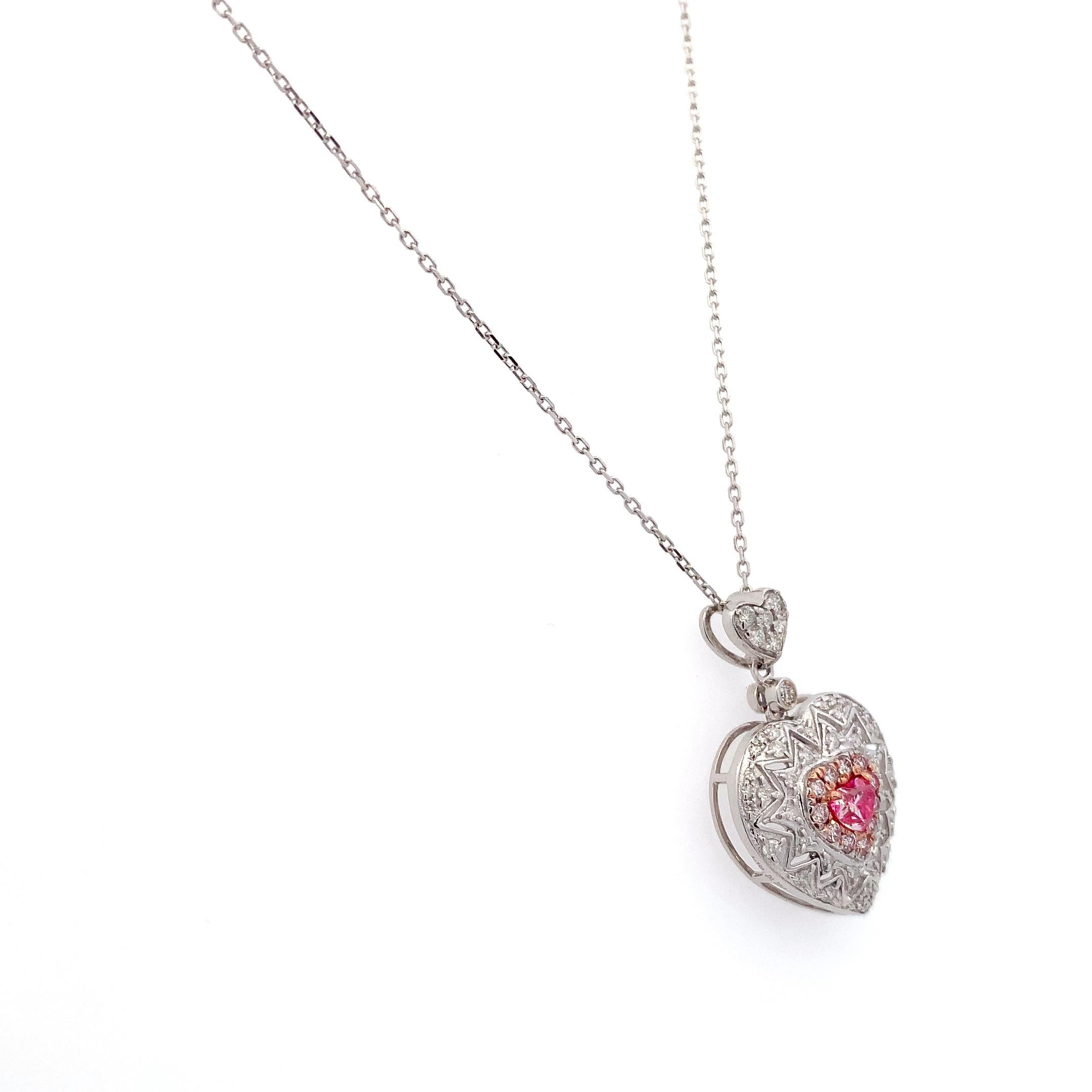 Fancy pink heart shaped diamond jewellery set 18k white gold in vendita 7