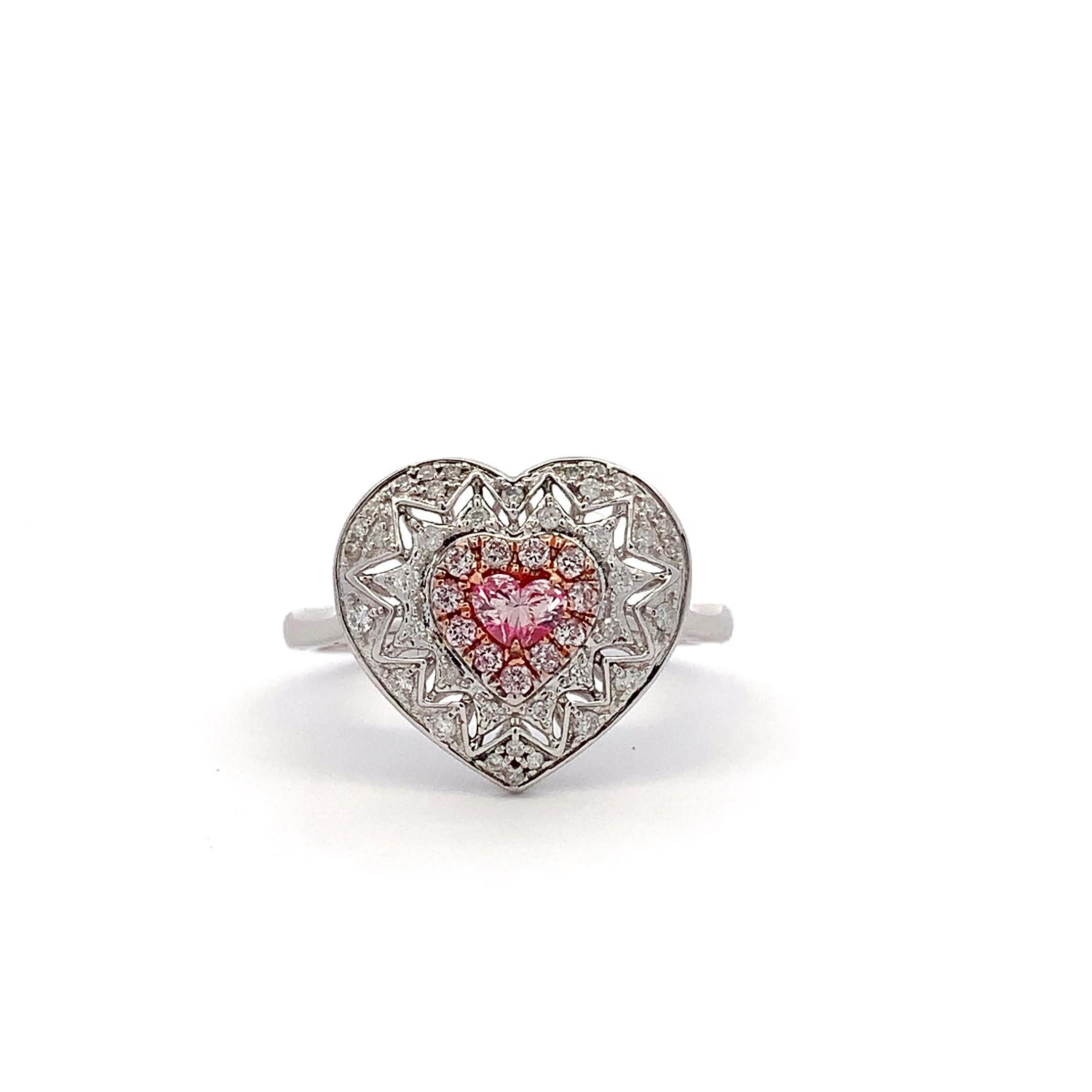 Fancy pink heart shaped diamond jewellery set 18k white gold in vendita 10