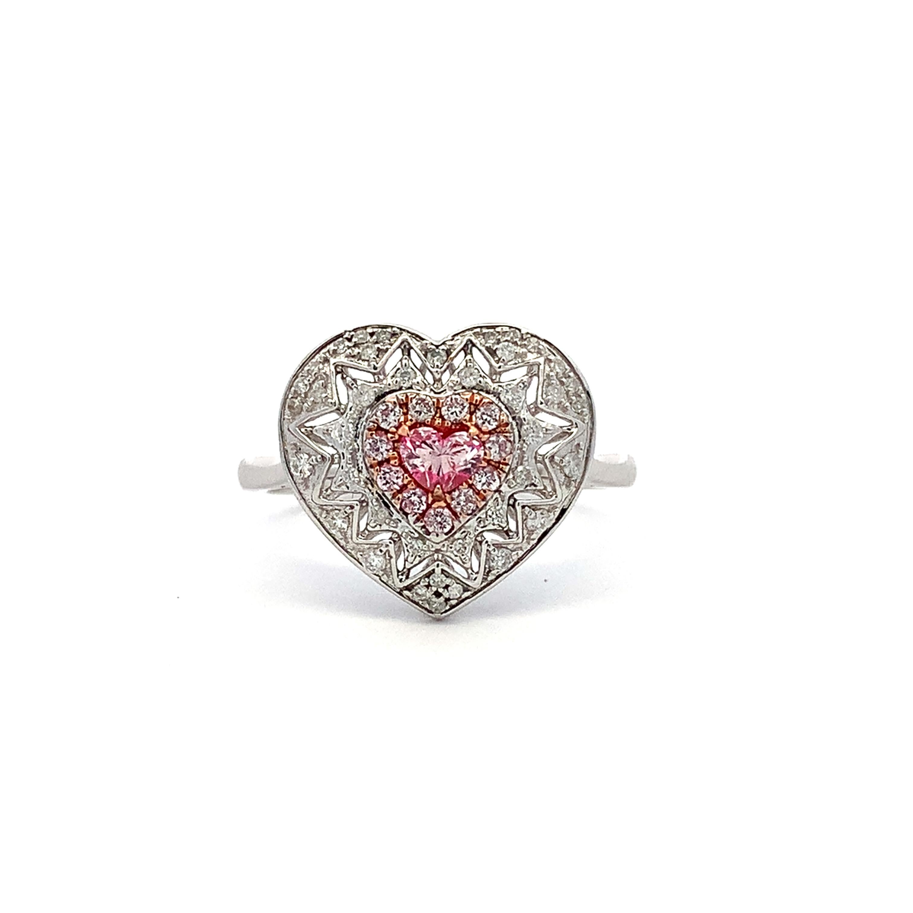 Fancy pink heart shaped diamond jewellery set 18k white gold in vendita 2