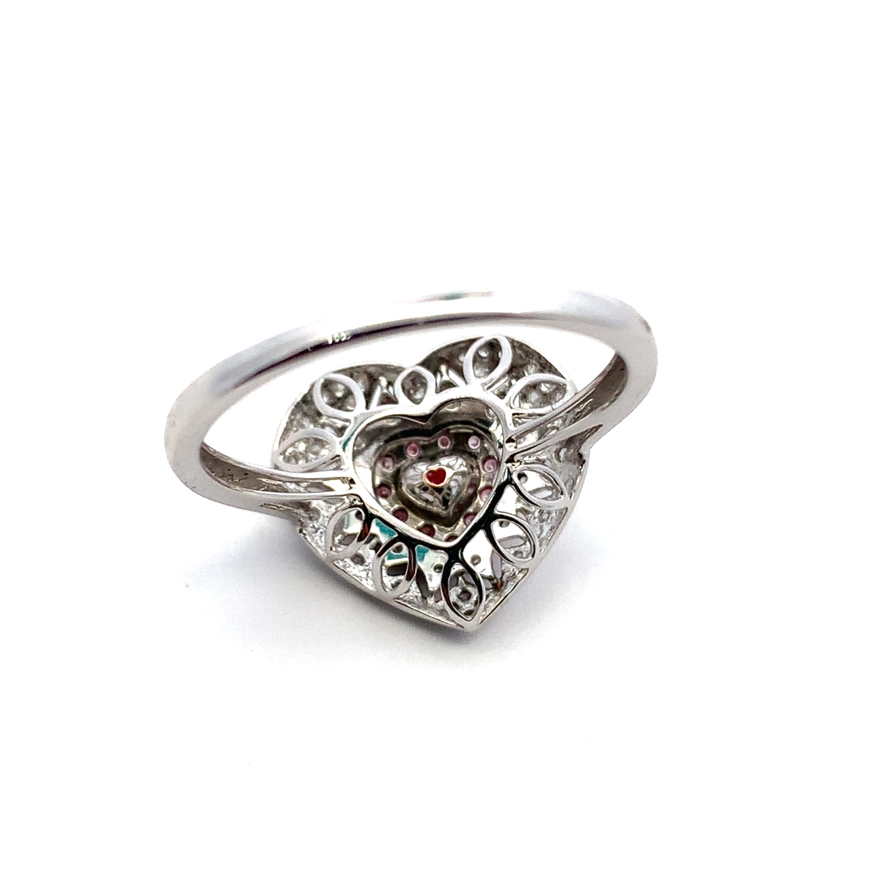 Fancy pink heart shaped diamond jewellery set 18k white gold in vendita 3