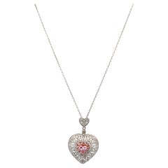 Fancy pink heart shaped diamond pendant necklace 18k white gold