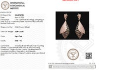Orecchini pendenti con foglie di diamante naturale Fancy Pink Diamond in oro massiccio 14 carati (certificati)