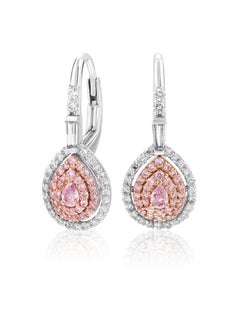 Fancy Pink Pear Shape Diamond Lever-back Fashion Earrings