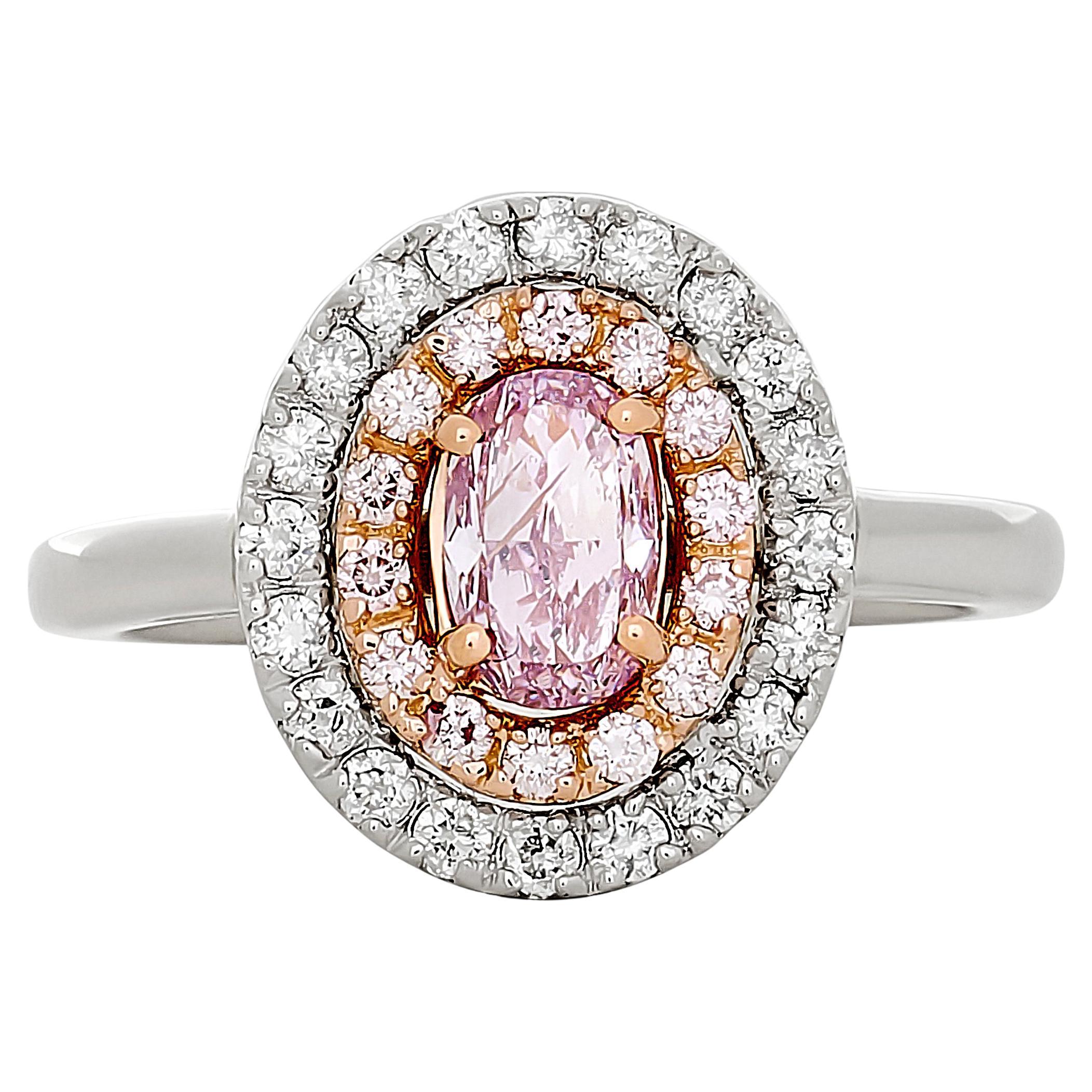 Fancy Pink-Purple Oval Diamond Double Halo Style Ring in Plat/18K Rose Gold