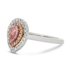 Fancy Pink-Purple Pear Diamond Double Halo Style Ring in Plat/18K Rose Gold
