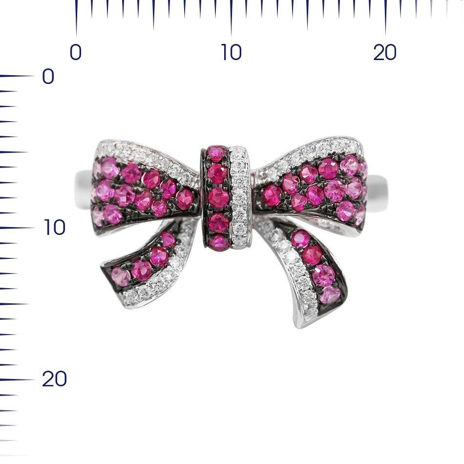For Sale:  Fancy Pink Sapphire White Diamond White Gold Bow Tie Statement Ring 2