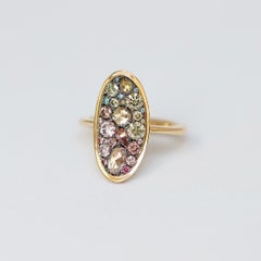 Fancy Pink To Green Diamond Gradient Mosaic Pavé Ring