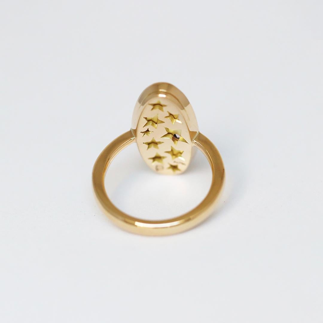 Fancy Pink To Green Diamond Gradient Mosaic Pavé Ring In New Condition For Sale In Antwerp, BE