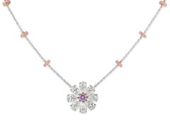 Fancy Pinkish Purple Diamond Flower Pendant