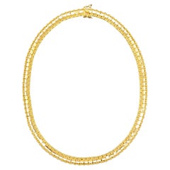 Fancy Polish Mesh Yellow Gold Necklaces
