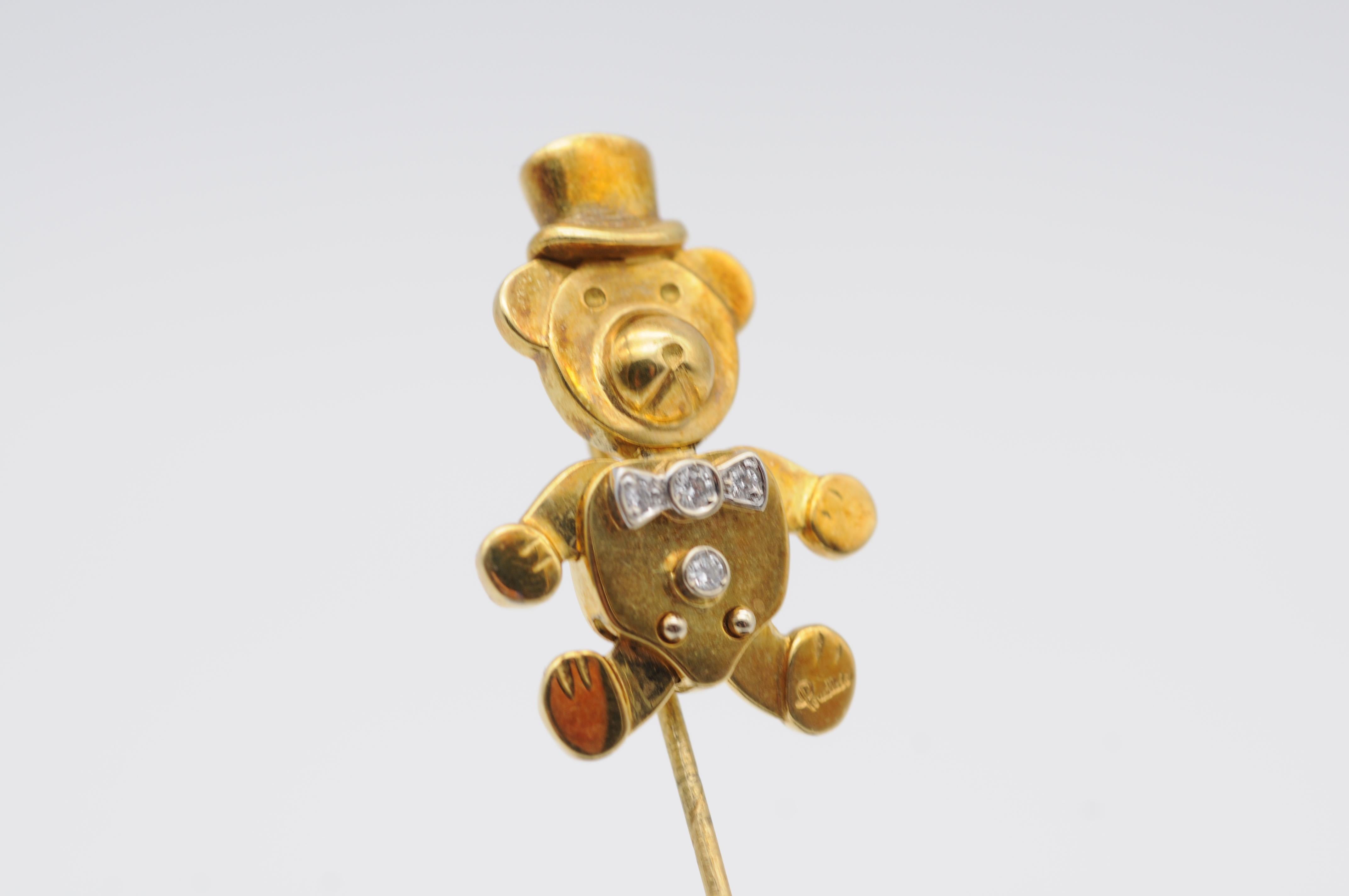 Fancy Pomellato Pin in 18K Teddy Collection For Sale 4