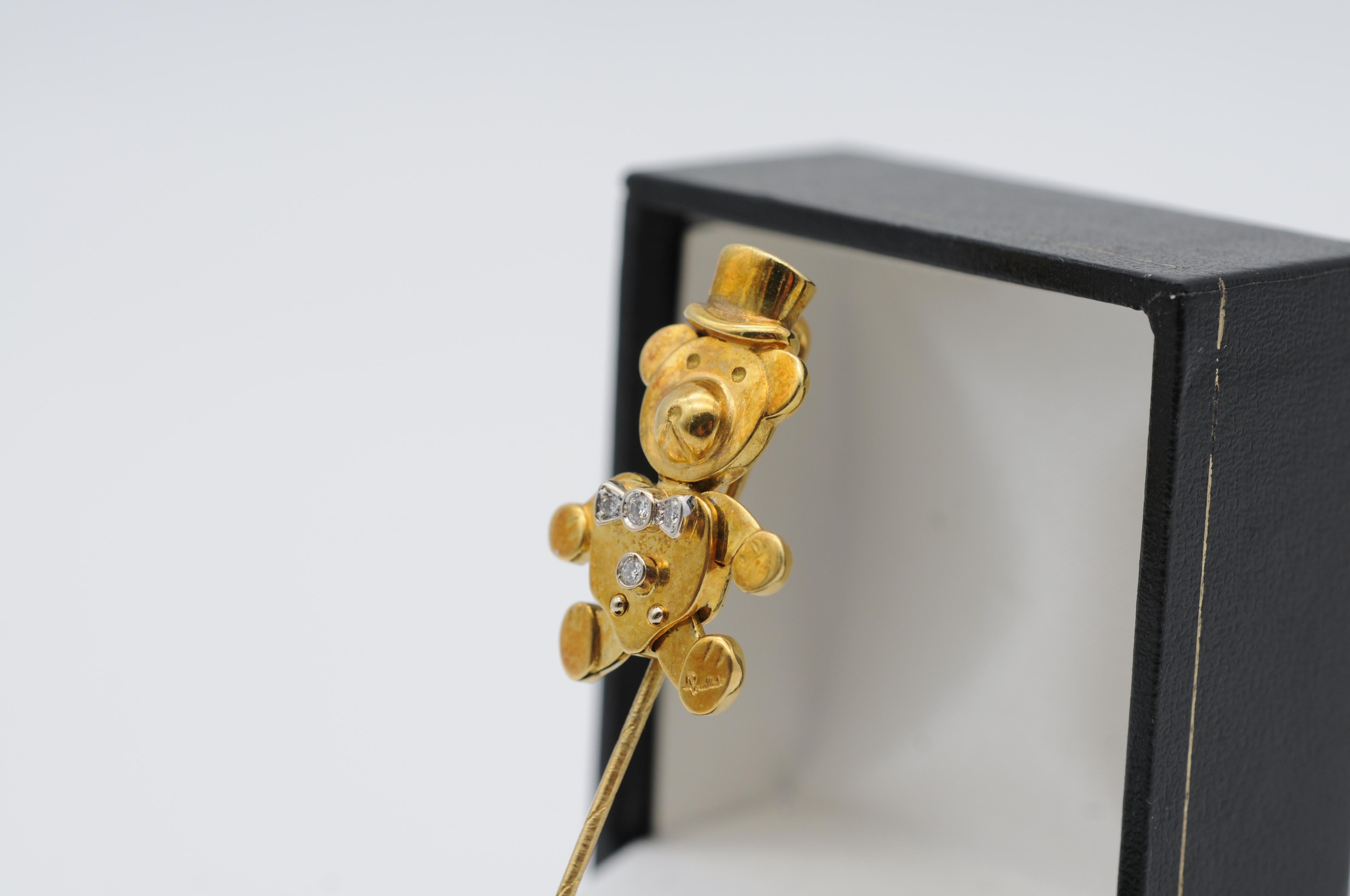 Modern Fancy Pomellato Pin in 18K Teddy Collection For Sale