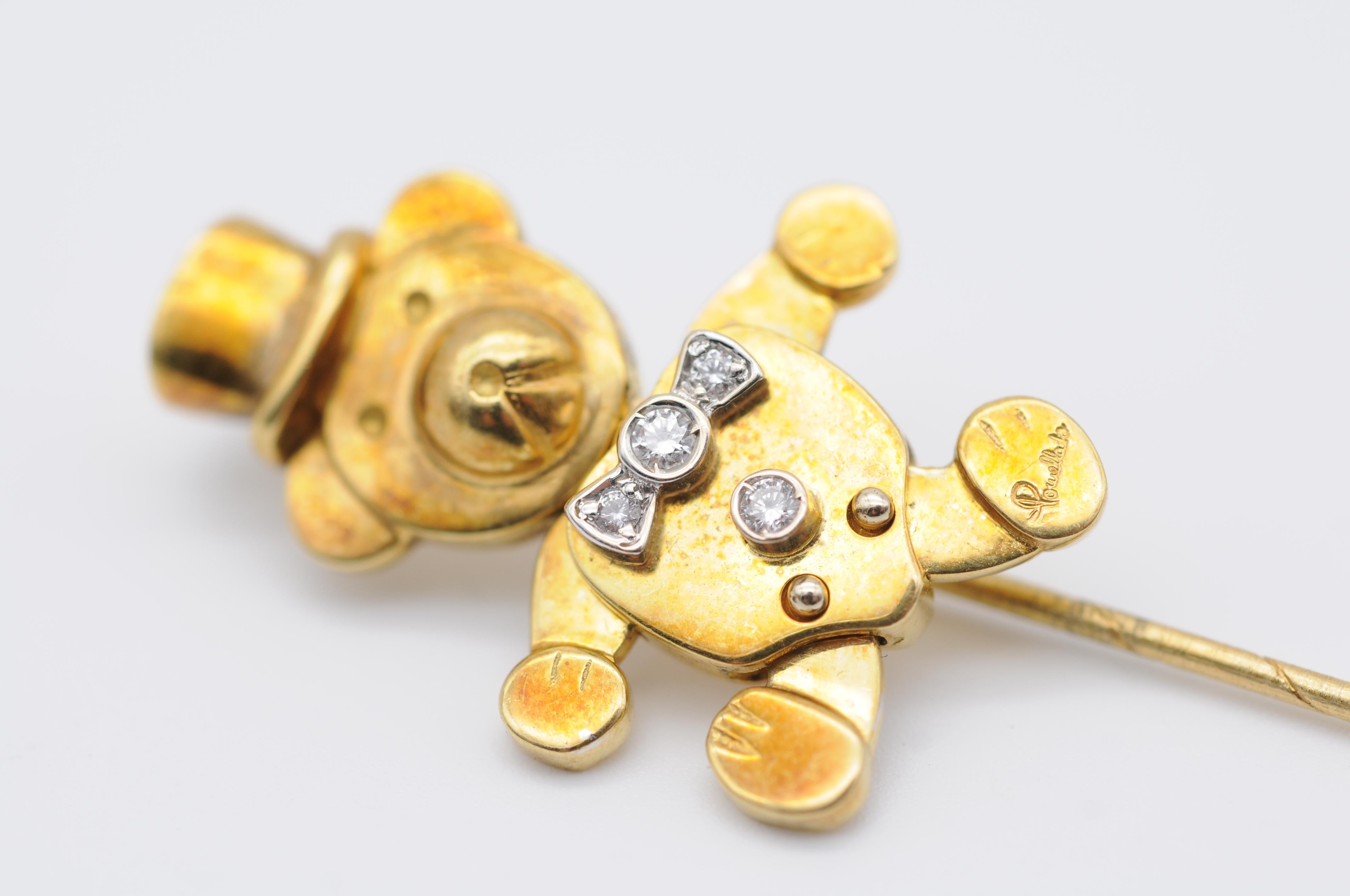 Women's or Men's Fancy Pomellato Pin in 18K Teddy Collection For Sale