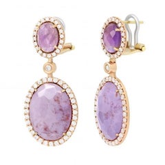 Fancy Purple Amethyst Zirconia Yellow Gold Earrings for Her