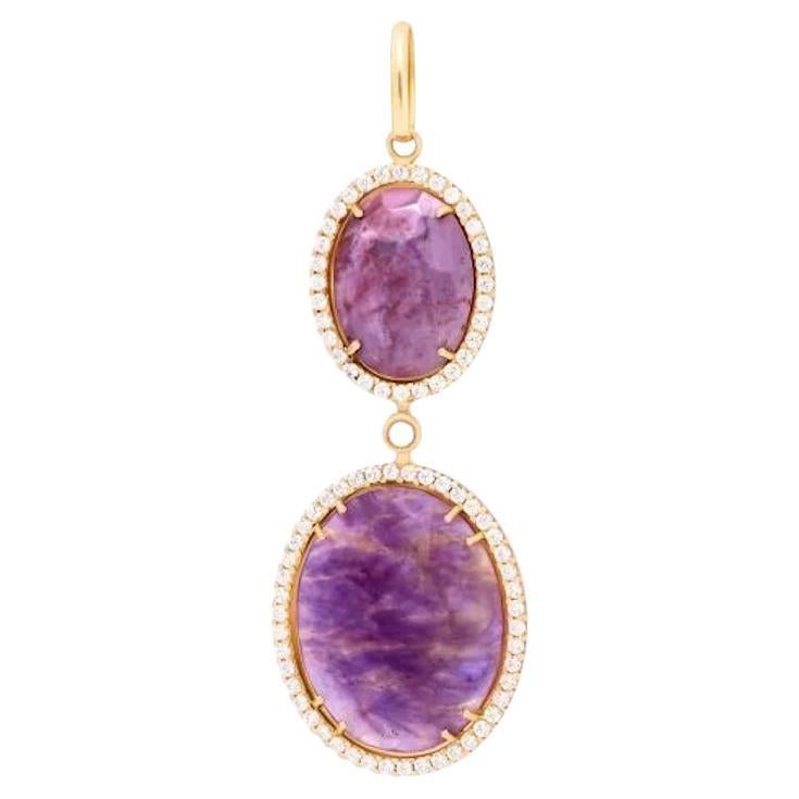 Pendentif en or jaune avec améthyste violette fantaisie et zirconia pour elle en vente