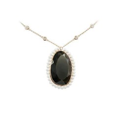 Fancy Quartz Pearls Yellow Gold Pendant Necklace for Her