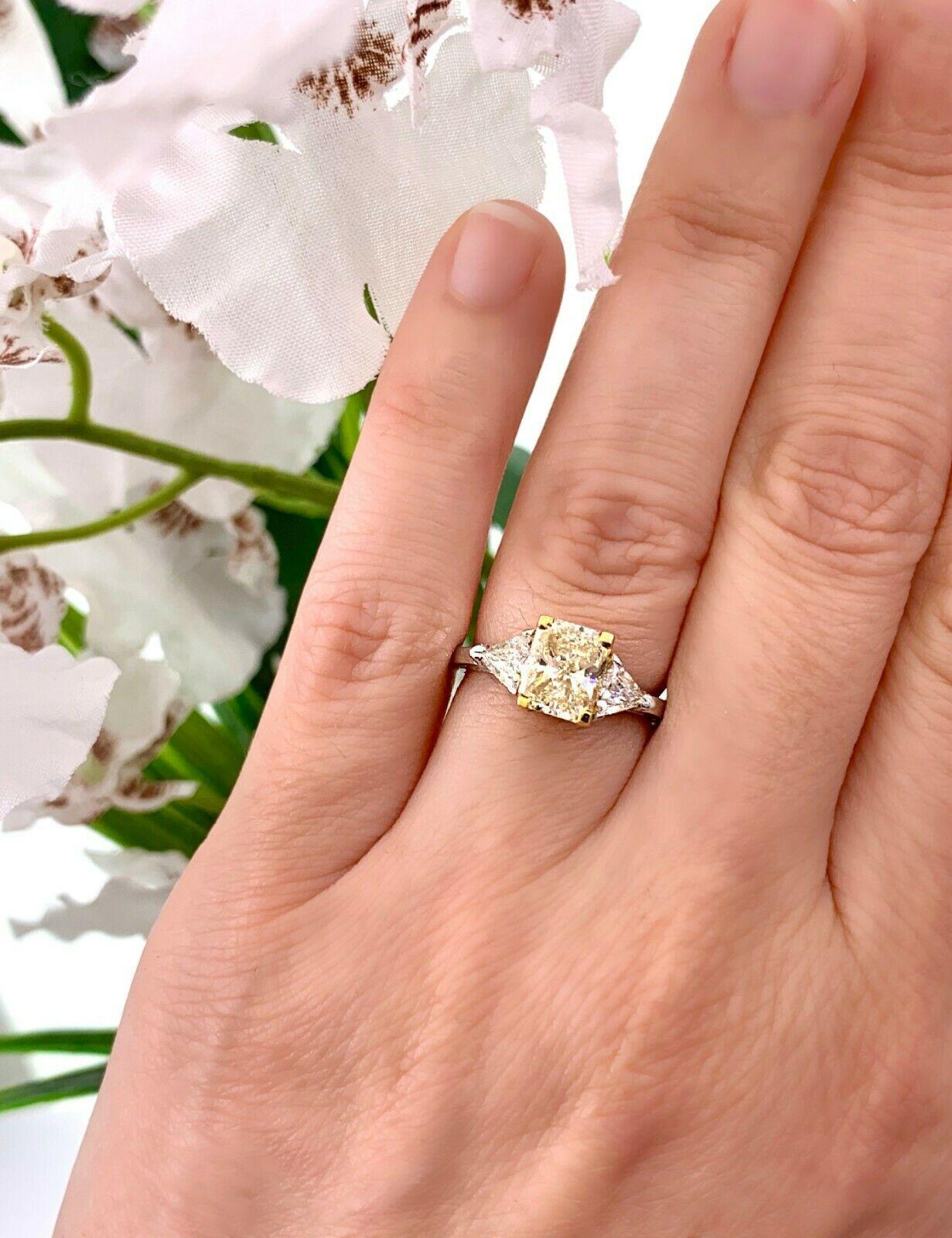 Fancy Radiant Diamond Three-Stone Engagement Ring 2.11 Carat 5