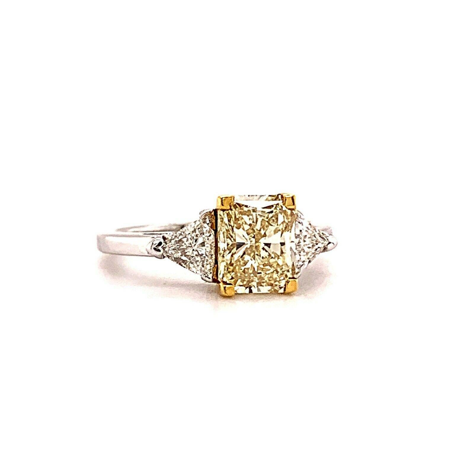 Fancy Radiant Diamond Three-Stone Engagement Ring 2.11 Carat 6