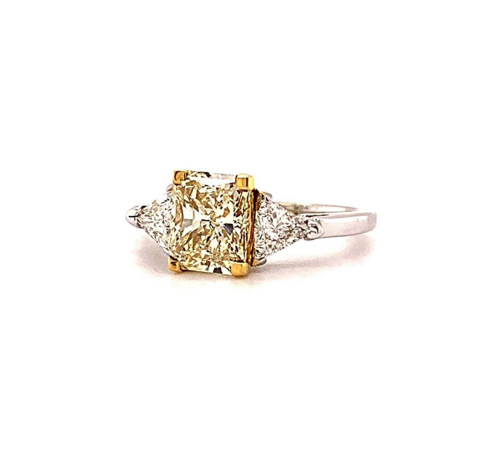 Fancy Radiant Diamond Three-Stone Engagement Ring 2.11 Carat 7