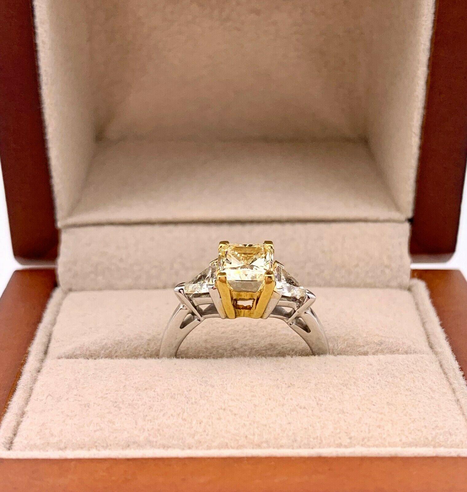 Fancy Radiant Diamond Three-Stone Engagement Ring 2.11 Carat 1