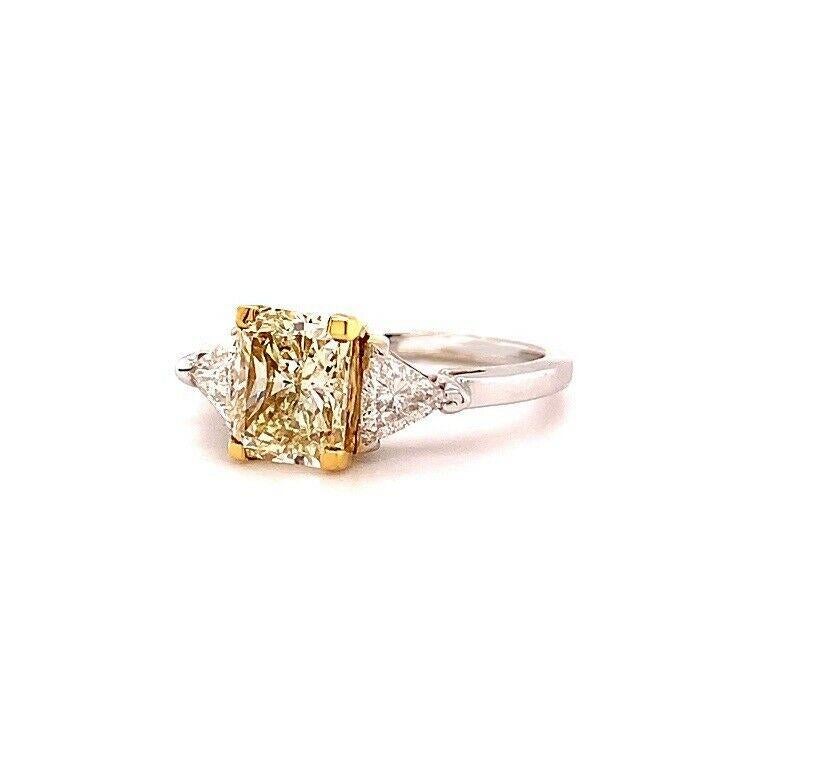 Fancy Radiant Diamond Three-Stone Engagement Ring 2.11 Carat 2