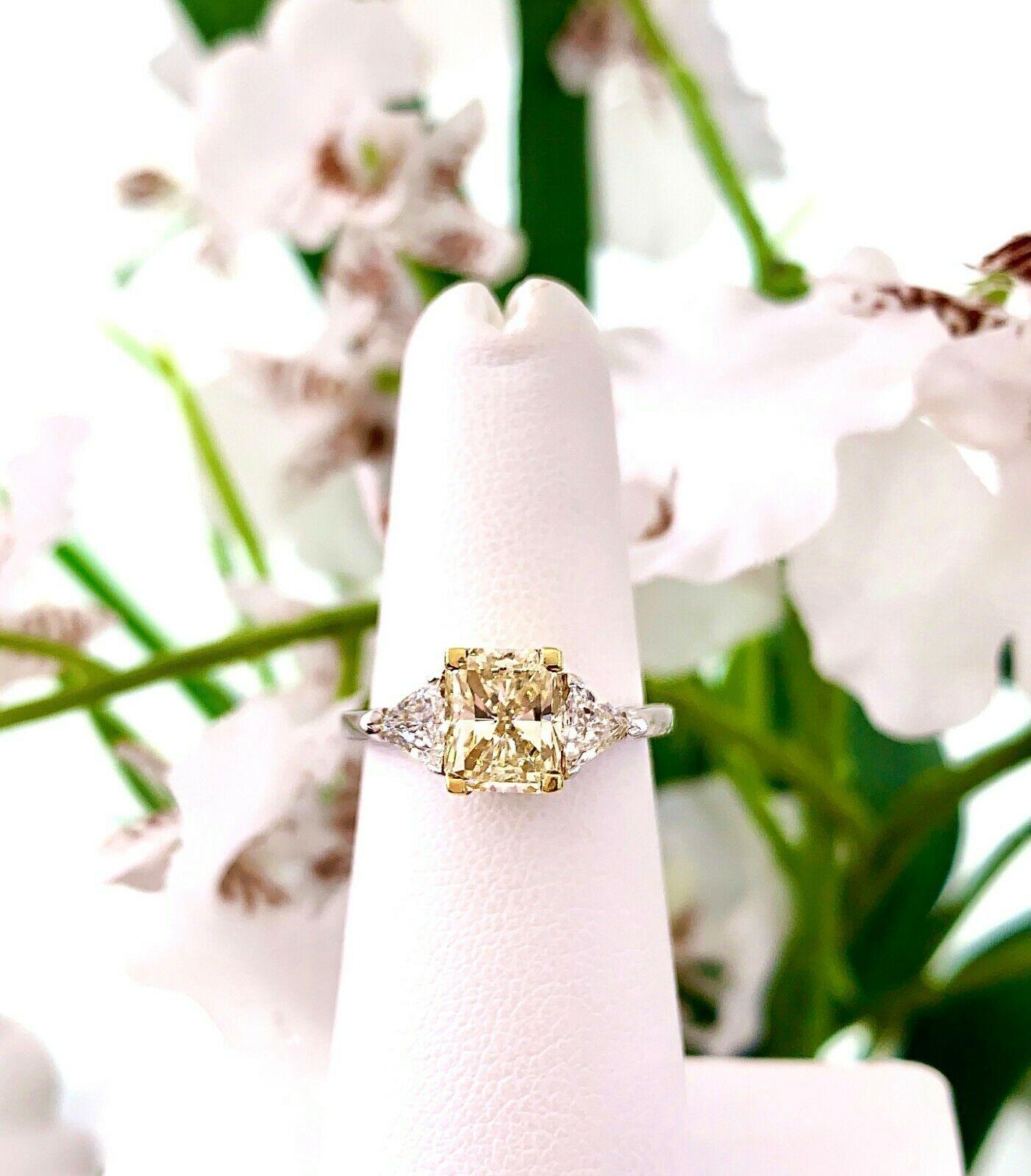 Fancy Radiant Diamond Three-Stone Engagement Ring 2.11 Carat 3