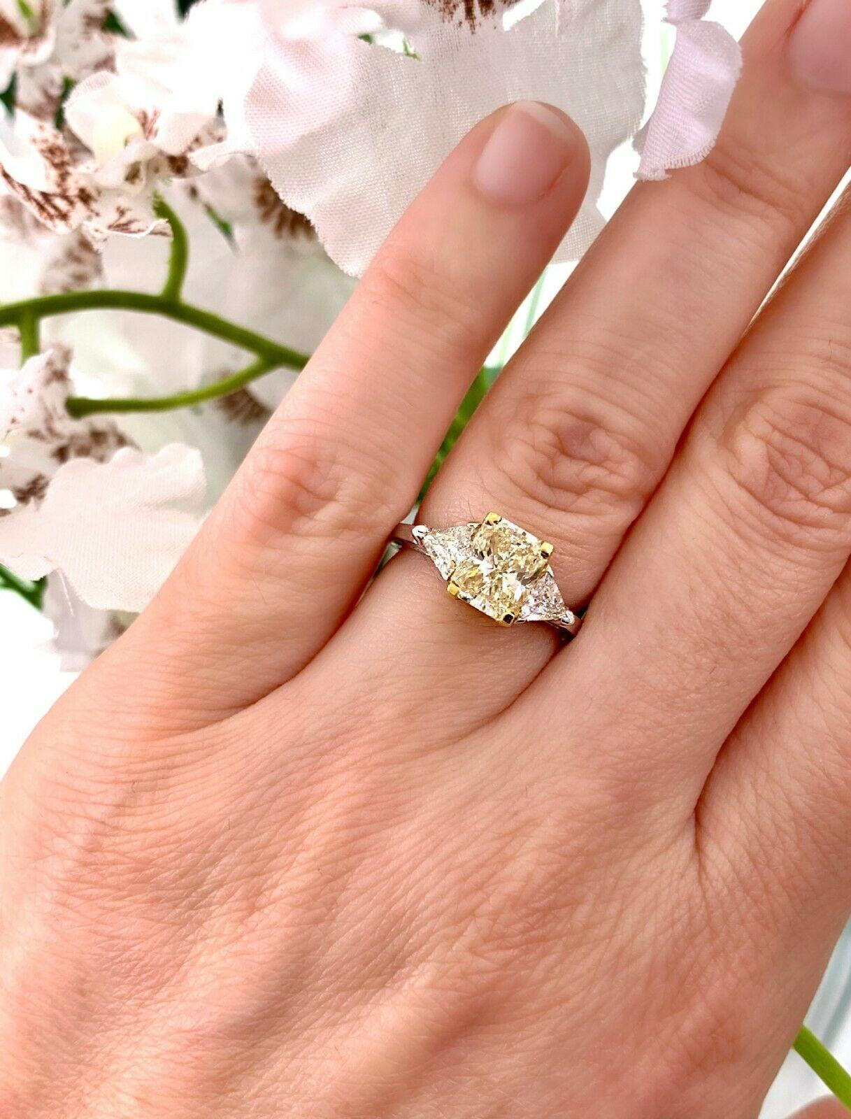 Fancy Radiant Diamond Three-Stone Engagement Ring 2.11 Carat 4