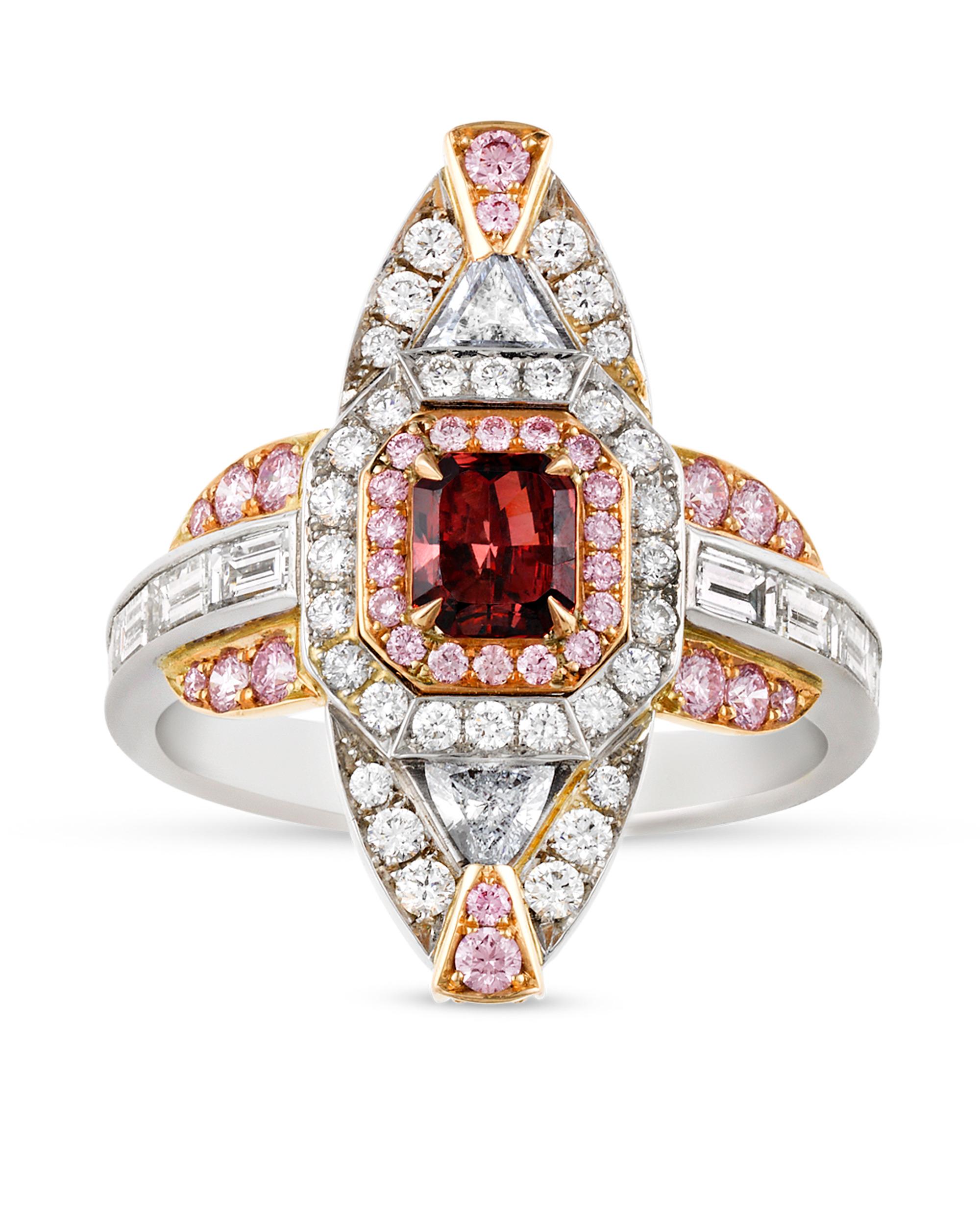 Radiant Cut Fancy Red Diamond Ring