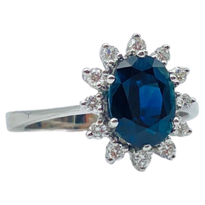 Fancy ring in lady diana still with diamonds and sapphire For Sale 5