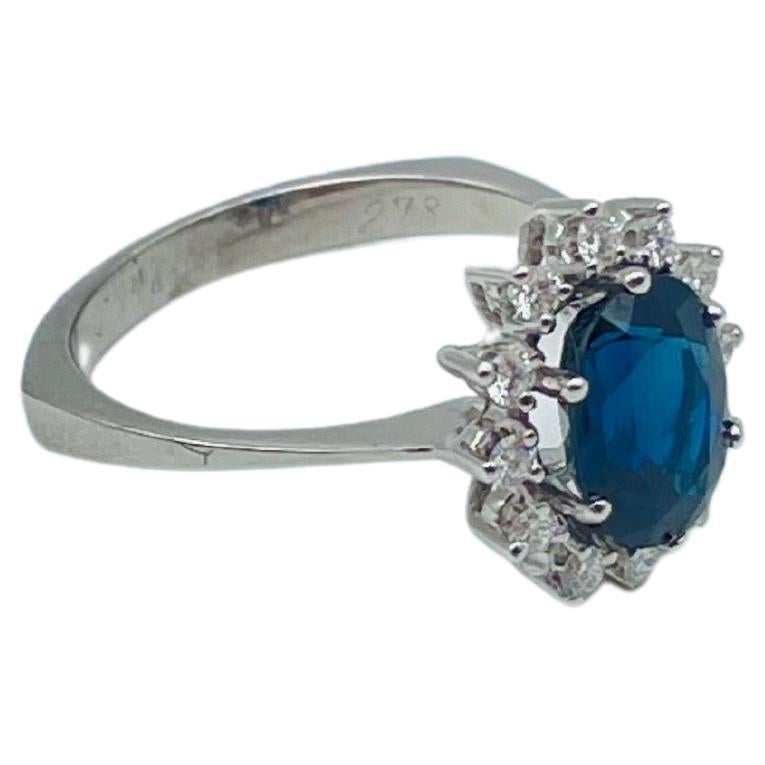 Fancy ring in lady diana still with diamonds and sapphire For Sale 6