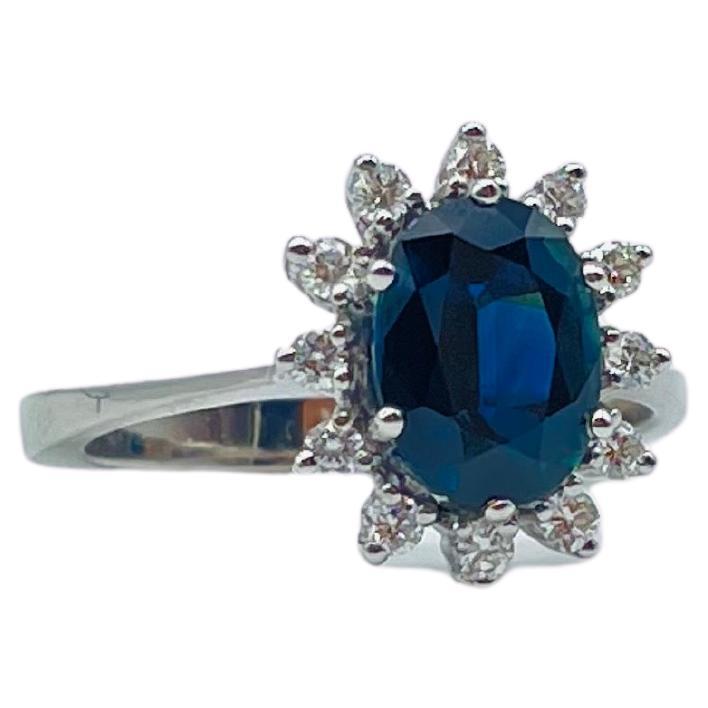Oval Cut Fancy ring in lady diana still with diamonds and sapphire For Sale