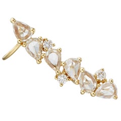 Manpriya B Fancy Rose-Cut and White Diamond 18K Gold Ear Climber Cuff Earrings