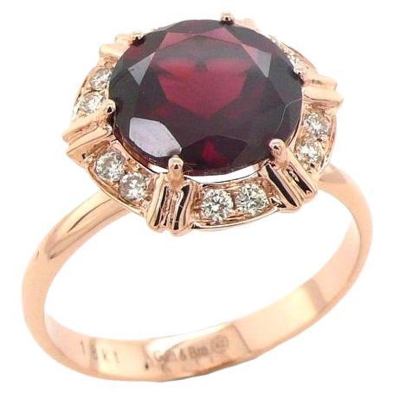 Fancy Round Red Diamond Halo 18 Karat Rose Gold Cocktail Statement Ring For Sale at 1stDibs