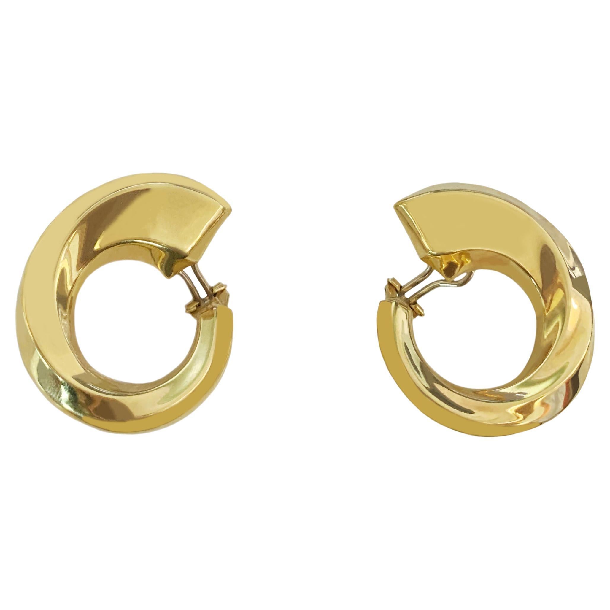 Fancy Round Yellow Gold Earrings For Sale