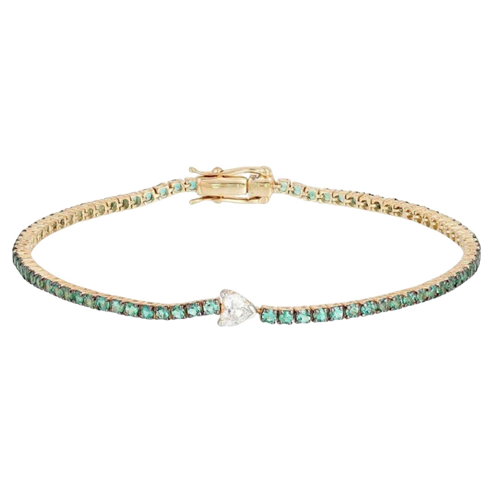 Bracciale tennis con diamanti in oro giallo Fancy Ruby 14K (o 18k su richiesta) in vendita