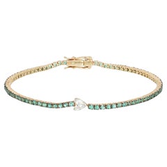 Fancy Ruby 14K (or 18k upon request) Yellow Gold Diamond Tennis Bracelet