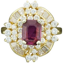 Fancy Ruby and Diamond Ring in 18 Karat Gold Ruby 1.08 Diamonds 1.25 Carat