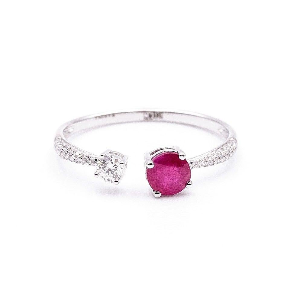 For Sale:  Fancy Ruby Diamond White Gold Ring 2