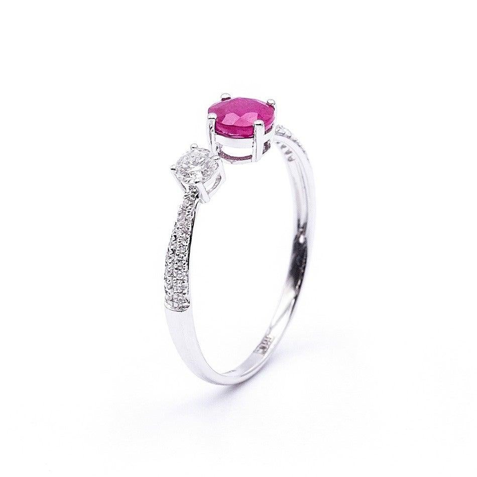 For Sale:  Fancy Ruby Diamond White Gold Ring 3