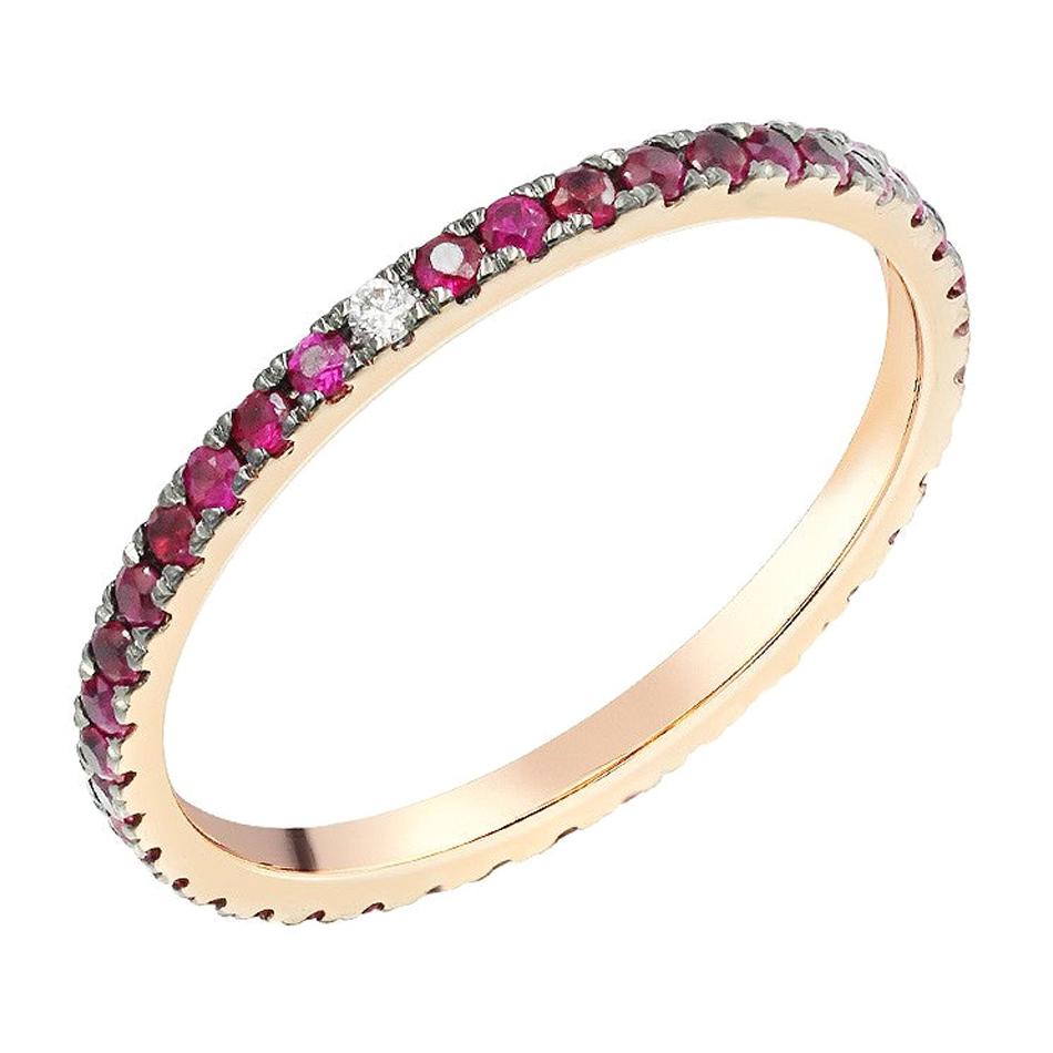 Fancy Ruby Diamond Yellow Gold Ring For Sale